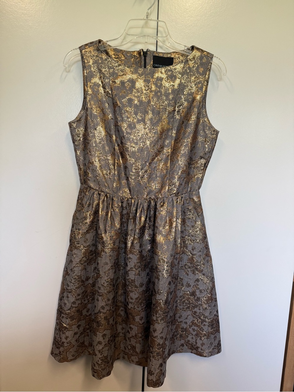 Cynthia Rowley Gold/ pewter Jacquard dress - holidays, New Year’s Eve, wedding